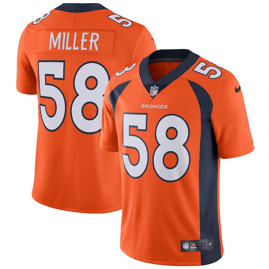 Men Denver Broncos #58 Von Miller Nike Orange Vapor Untouchable Limited Player NFL Jersey